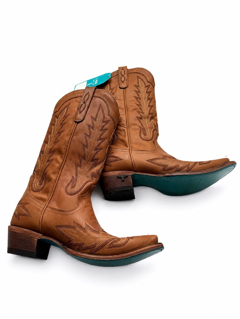 LANE Burnt Caramel Leather Western Boots BNWT - Picture 3 of 12